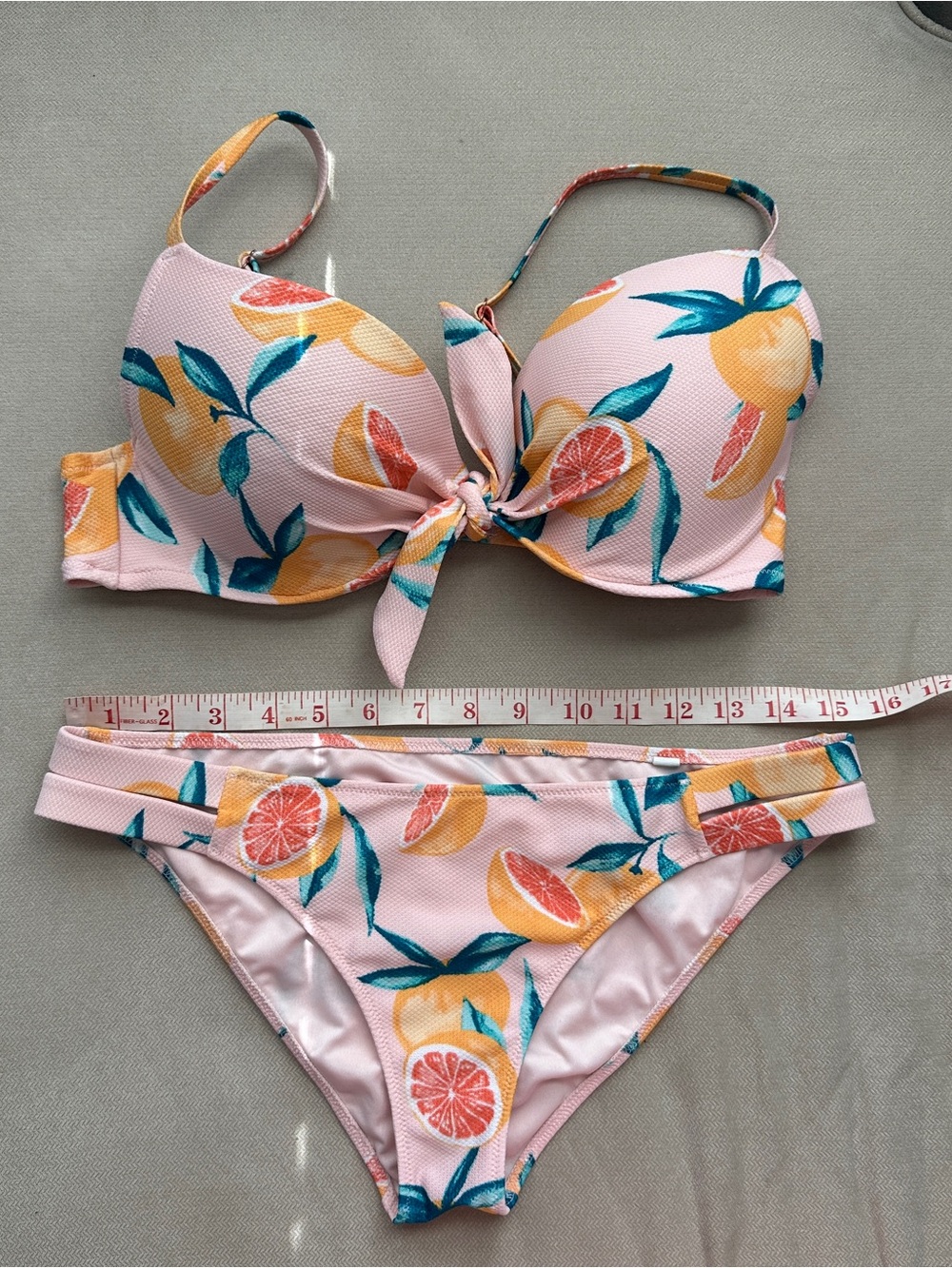 Shade & Shore Pink Citrus Tie-Front Bikini